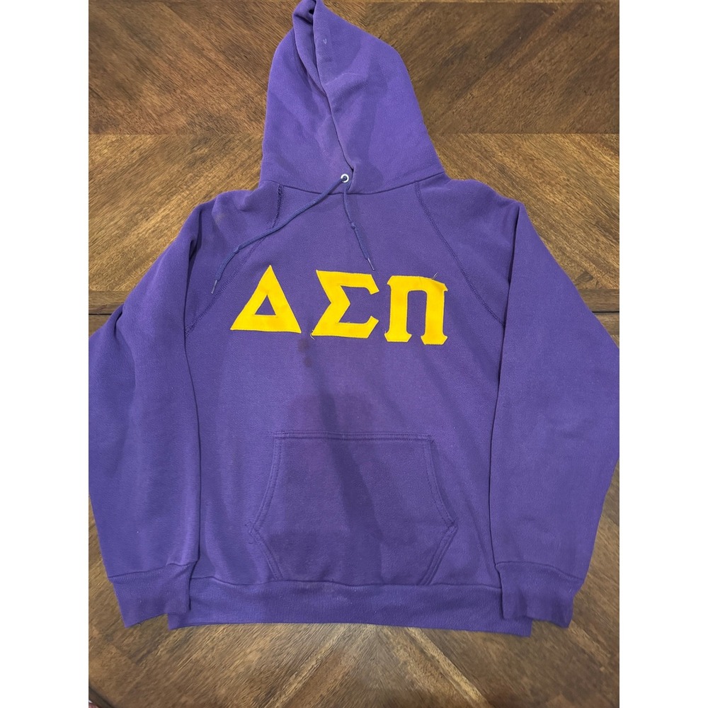 VTG Made In USA Purple Delta Sigma Pi Fraternity Hoodie Sweatshirt Large‎ |Q1